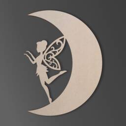 Fairy On Moon - Wooden Cutout Wall Art Unfinished Home Decor - thumbnail 2