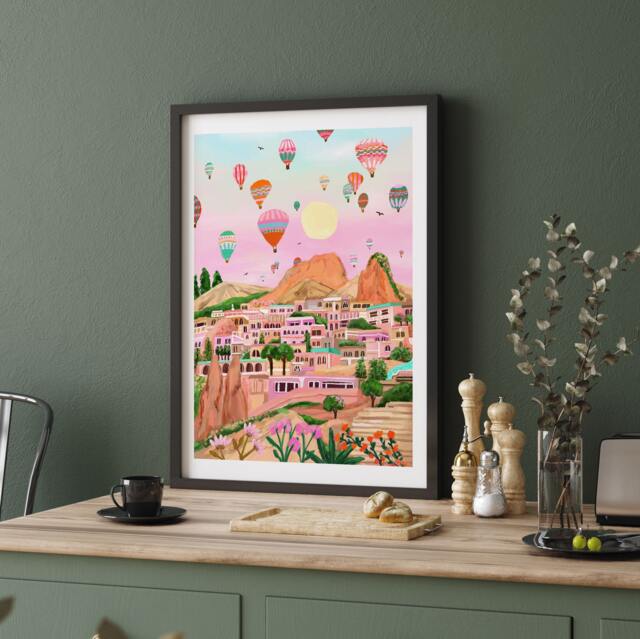 Cappadocia Poster, Turkey Print, Illustrated Travel A5/A4 A3 A2 A1 - image 1