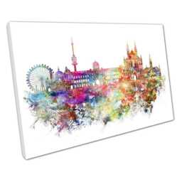 Vienna Cityscape Watercolor Canvas Print Elegant Austrian Capital Wall Art For Home & Office Decor - thumbnail 1