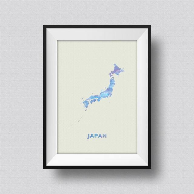 Japan Watercolor Map Art Print Ink Splash Poster Canvas