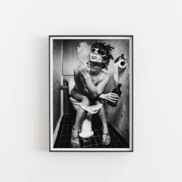 Punk Rock Chick Metal Print Monochrome Bathroom Wall Art - thumbnail 1