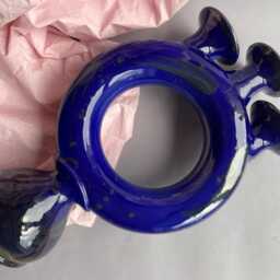 Ceramic Trinity Candlestick, Blue Candleholder, Minimal Pottery Candlestick Holder, Decor For The Interior - thumbnail 4