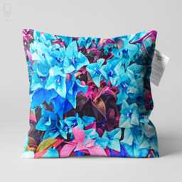 Blue Floral Throw Pillow Cover, Pink Botanical Case, Decorative Maximalist Double Sided Cushion - thumbnail 1