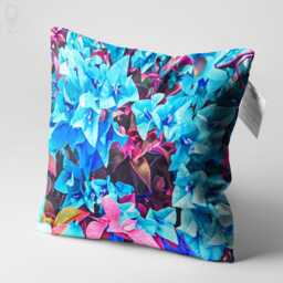 Blue Floral Throw Pillow Cover, Pink Botanical Case, Decorative Maximalist Double Sided Cushion - thumbnail 3