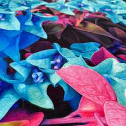 Blue Floral Throw Pillow Cover, Pink Botanical Case, Decorative Maximalist Double Sided Cushion - thumbnail 2