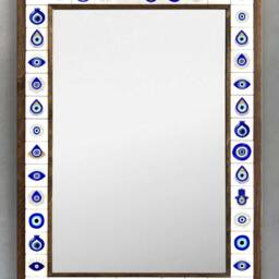 Travertine Tile Wall Mirror Natural Stone Mosaic, Rustic Home Decor Evil Eye, Nazar Eye, Mistic Home Decors - thumbnail 2