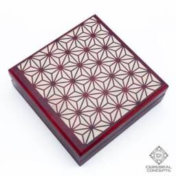"Sacred Geometry Art Jewelry Box - Rose Wood Gift ""Japanese Asanoha" - thumbnail 1