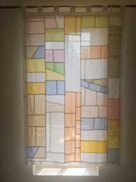 Pojagi Linen Curtain - Stained Glass Sheer Panel Custom Order - thumbnail 1