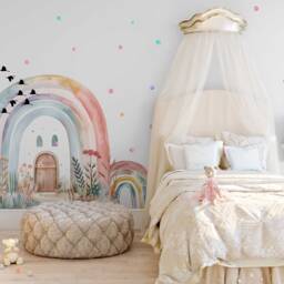Rainbow Butterfly Wall Sticker - Floral Kids Room Art & Girls Bedroom Decor Cute Nursery Baby Shower Gift - thumbnail 3