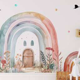 Rainbow Butterfly Wall Sticker - Floral Kids Room Art & Girls Bedroom Decor Cute Nursery Baby Shower Gift - thumbnail 2