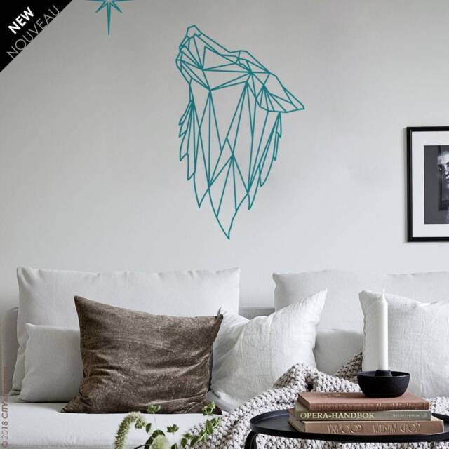 Geometric Wolf Head Wall Decal Polygonal Triangle Design - image 1