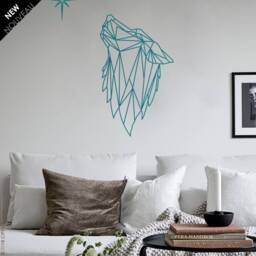 Geometric Wolf Head Wall Decal Polygonal Triangle Design - thumbnail 1