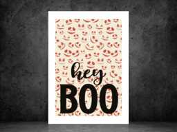 Hey Boo Halloween Print - Fun Seasonal Poster Pumpkin Wall Art Autumn Home Decor Gift Idea A5 A4 A3 Framed Or Unframed - thumbnail 1