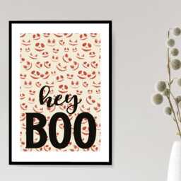 Hey Boo Halloween Print - Fun Seasonal Poster Pumpkin Wall Art Autumn Home Decor Gift Idea A5 A4 A3 Framed Or Unframed - thumbnail 2