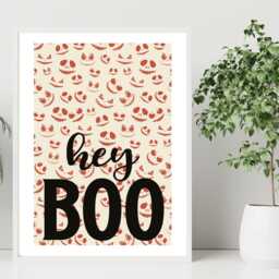 Hey Boo Halloween Print - Fun Seasonal Poster Pumpkin Wall Art Autumn Home Decor Gift Idea A5 A4 A3 Framed Or Unframed - thumbnail 3