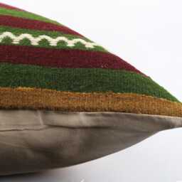 Handwoven Turkish Kilim Pillow Cover Bohemian Sofa Cushion - 24x24 - thumbnail 4