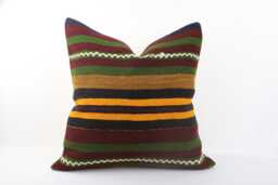 Handwoven Turkish Kilim Pillow Cover Bohemian Sofa Cushion - 24x24