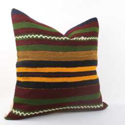 Handwoven Turkish Kilim Pillow Cover Bohemian Sofa Cushion - 24x24 - thumbnail 2