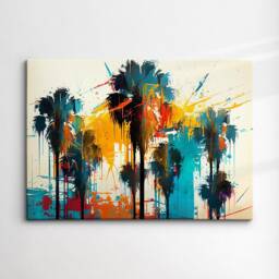 Bright & Colorful Palm Trees Modern Abstract Painting Wall Art, Framed Canvas Poster Print, Home Kitchen Office Room Decor, Gifts - thumbnail 3