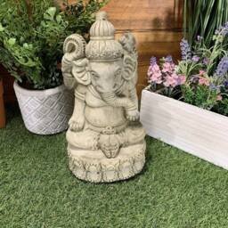 Stone Garden Ganesh Buddha Elephant Praying Statue Ornament - thumbnail 3