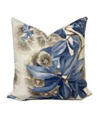 Thibaut Camellia Garden Linen On Navy Cushion Cover Pillow Double Sided - thumbnail 1