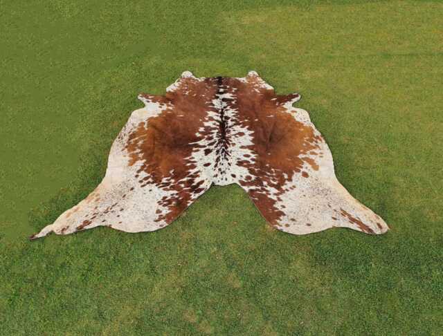 Brown & White Cowhide For Rustic Home Decor-Genuine Brazillian Rug-Cow Skin Living Room-Western Decor-Floor Area Rug - image 1