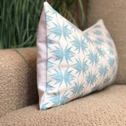 "Zoe Glencross - Blue & White Cushion Cover - Costal Pillow Rectangle Cushions 12"" X 22" - thumbnail 2