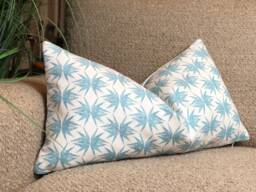 "Zoe Glencross - Blue & White Cushion Cover - Costal Pillow Rectangle Cushions 12"" X 22" - thumbnail 1