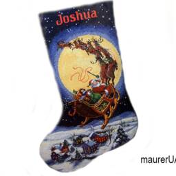 Personalised Christmas Stocking With Embroidered Santa Claus Family Stockings Custom Cross Stitch - thumbnail 2