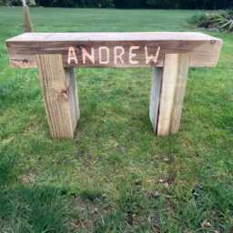 1 Seater Custom Engraved Wooden Rustic Garden Bench Sleeper Seat Outdoor Patio - thumbnail 2