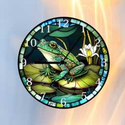 Frog Glass Or Mdf Wall Clock Faux Stained Decor - thumbnail 3