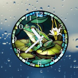 Frog Glass Or Mdf Wall Clock Faux Stained Decor - thumbnail 2