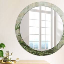Fern Leaves, Green, Round Mirror Frame, Design, Glass Wall Decor, Living Room - thumbnail 3