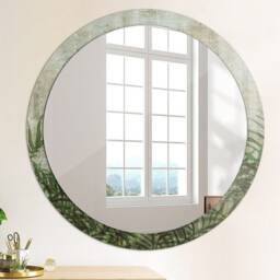 Fern Leaves, Green, Round Mirror Frame, Design, Glass Wall Decor, Living Room - thumbnail 4
