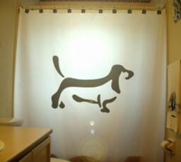 Basset Hound Shower Curtain, Dog Bathroom Decor, Customizable Colors - thumbnail 1