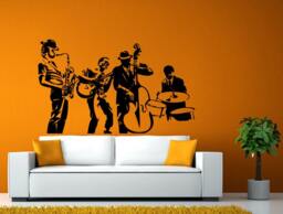 Jazz Band Musicians Music Night Playing Instruments Wall Or Window Sticker Decal Vinyl Fathead Mural Decor L1930 - thumbnail 1