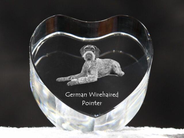 German Wirehaired Pointer, Crystal Heart With Dog, Souvenir, Decoration, Limited Edition, Collection - image 1