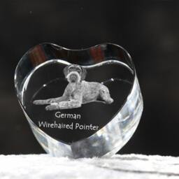 German Wirehaired Pointer, Crystal Heart With Dog, Souvenir, Decoration, Limited Edition, Collection - thumbnail 2