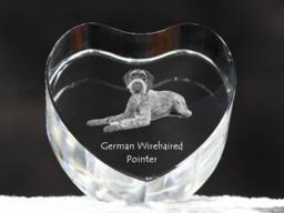German Wirehaired Pointer, Crystal Heart With Dog, Souvenir, Decoration, Limited Edition, Collection - thumbnail 1