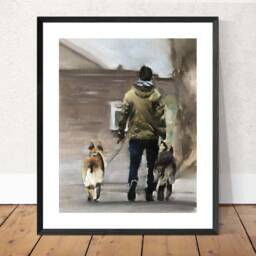 Man & Dogs Art Print Fine Dog Painting By James Coates - thumbnail 2