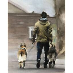 Man & Dogs Art Print Fine Dog Painting By James Coates - thumbnail 3