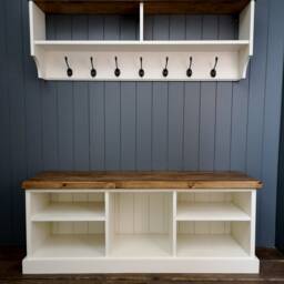 Large Shoe Bench & Coat Rack Hallway Set Including Basket. Shoe Hooks in A Choice Of Colours Sizes - thumbnail 3