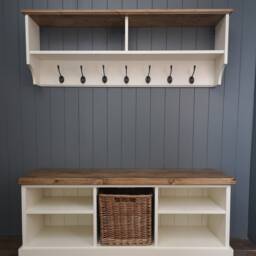 Large Shoe Bench & Coat Rack Hallway Set Including Basket. Shoe Hooks in A Choice Of Colours Sizes - thumbnail 2