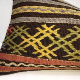 Vintage Kilim Lumbar Pillow Cover, Handwoven Turkish Bohemian Accent - 12x24 - thumbnail 3