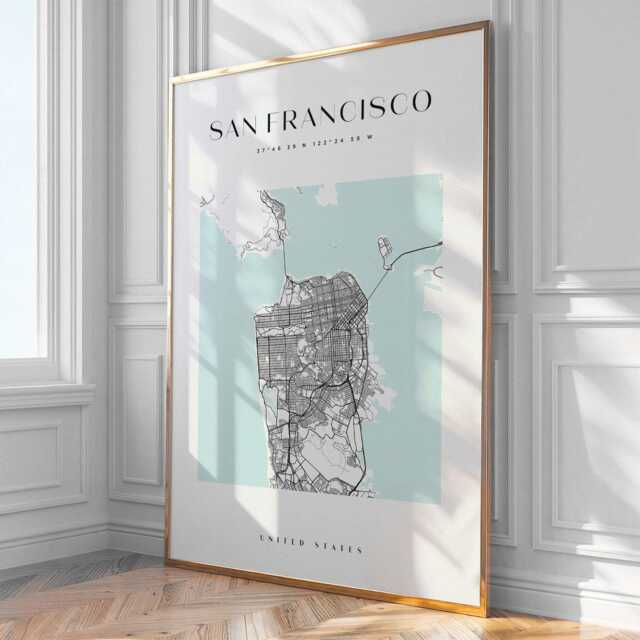 San Francisco City Map Print, Home Decor, Wall Art, Poster, Framed - image 1