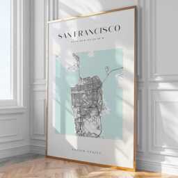 San Francisco City Map Print, Home Decor, Wall Art, Poster, Framed - thumbnail 1