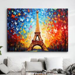 Eiffel Tower Paris France Starry Night Painting Van Gogh Wall Art, Framed Canvas Poster Print, Home Kitchen Office Room Decor, Gifts - thumbnail 1