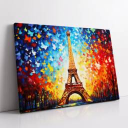 Eiffel Tower Paris France Starry Night Painting Van Gogh Wall Art, Framed Canvas Poster Print, Home Kitchen Office Room Decor, Gifts - thumbnail 2