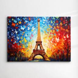 Eiffel Tower Paris France Starry Night Painting Van Gogh Wall Art, Framed Canvas Poster Print, Home Kitchen Office Room Decor, Gifts - thumbnail 3