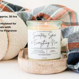 Spicy Fall Scented Beeswax Candle, Wood Wick, Cozy Autumn Decor - thumbnail 3